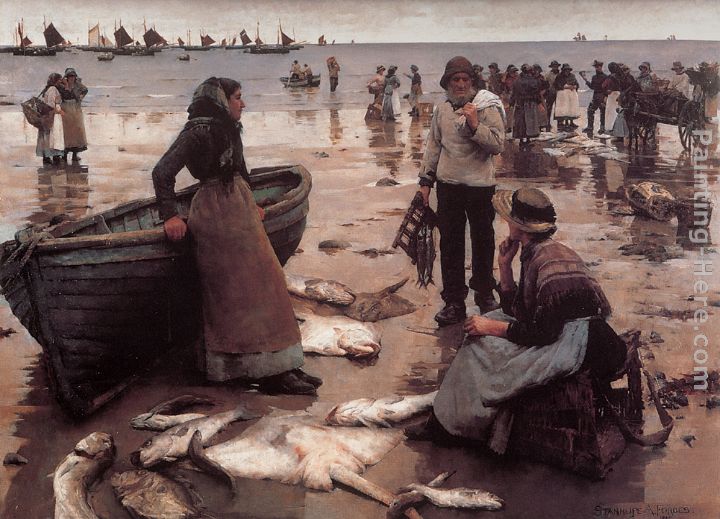 A Fish Sale on a Cornish Beach painting - Stanhope Alexander Forbes A Fish Sale on a Cornish Beach art painting